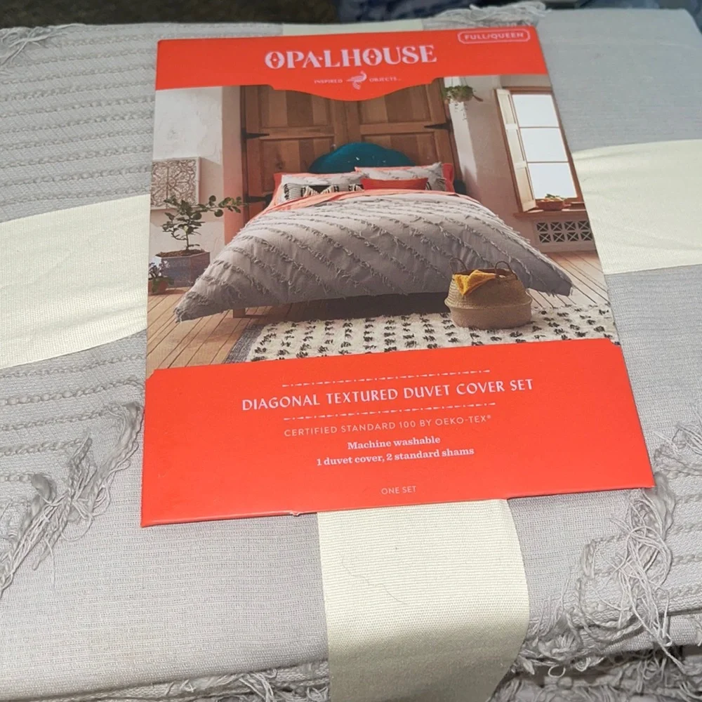 Opalhouse gray diagonal textured duvet cover set